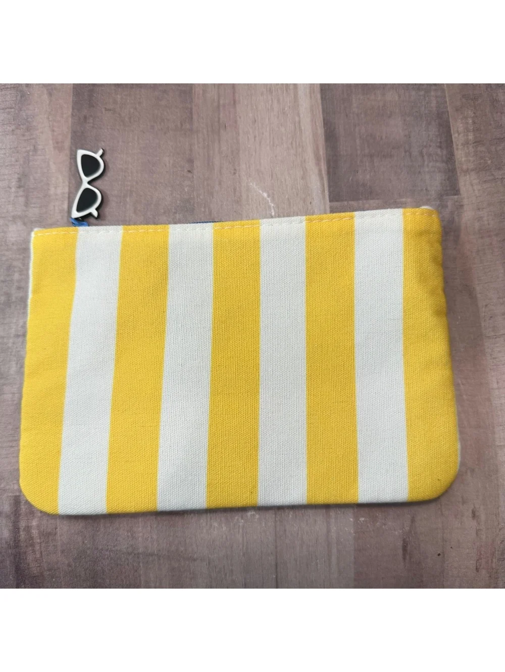Ipsy July 2026 Yellow & White Stripe Sunglasses Pull Makeup Pouch BAG ONLY EMPTY